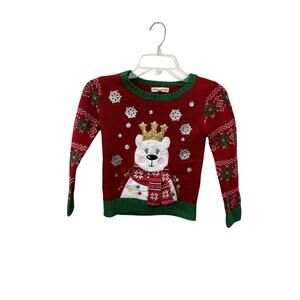 Margaux & Lexi Girls Bear Holiday Long Sleeve Sweater XL/6X NWOT